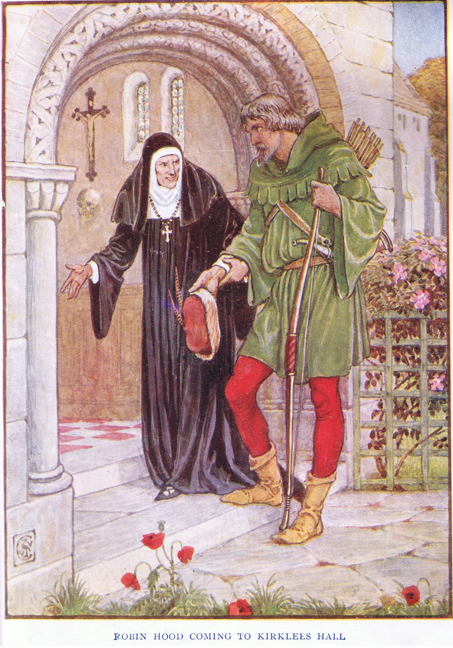 Robin Hood przybywający do Kirkley Hall, ok. 1920 r. autorstwa Walter Crane