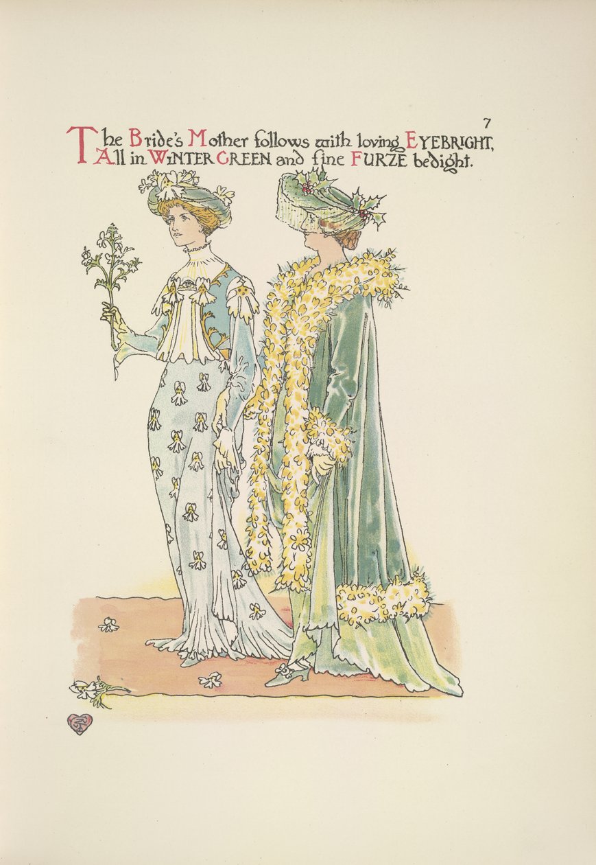 Matka panny młodej podąża za nią z kochającym świetlikiem autorstwa Walter Crane
