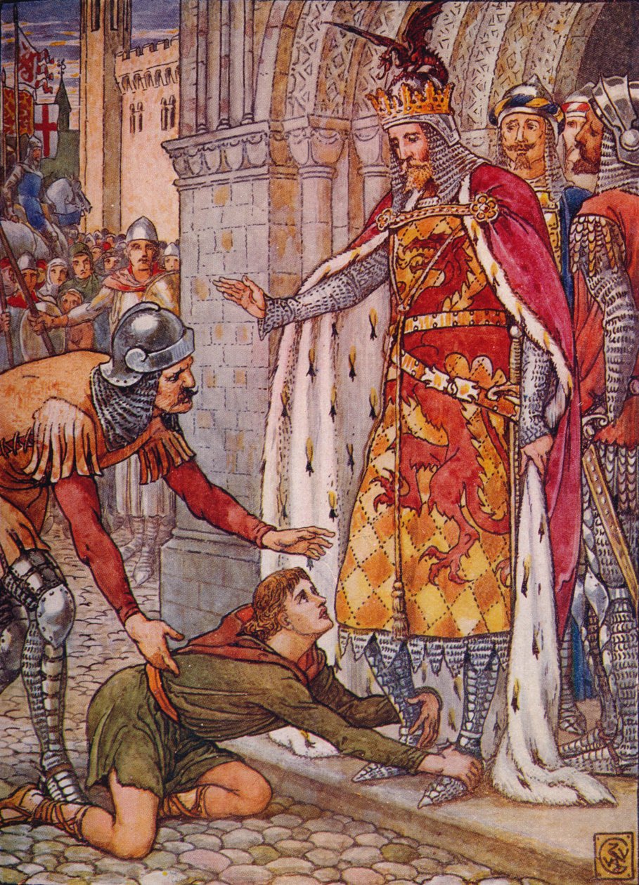 Młody Owen apeluje do króla, 1911. autorstwa Walter Crane