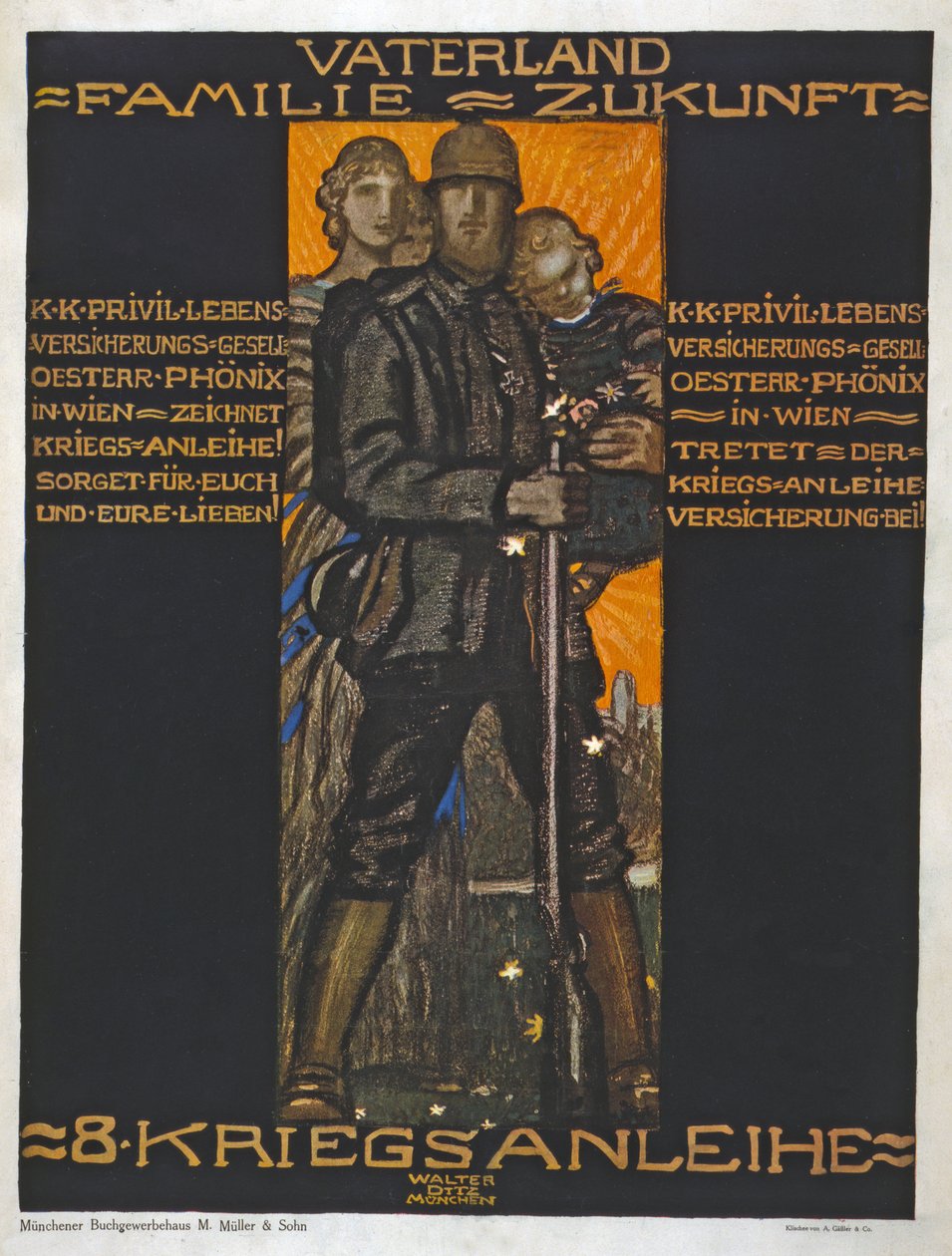 Ojczyzna, rodzina, przyszłość? pub. 1918 (litografia kolorowa) autorstwa Walter Ditz
