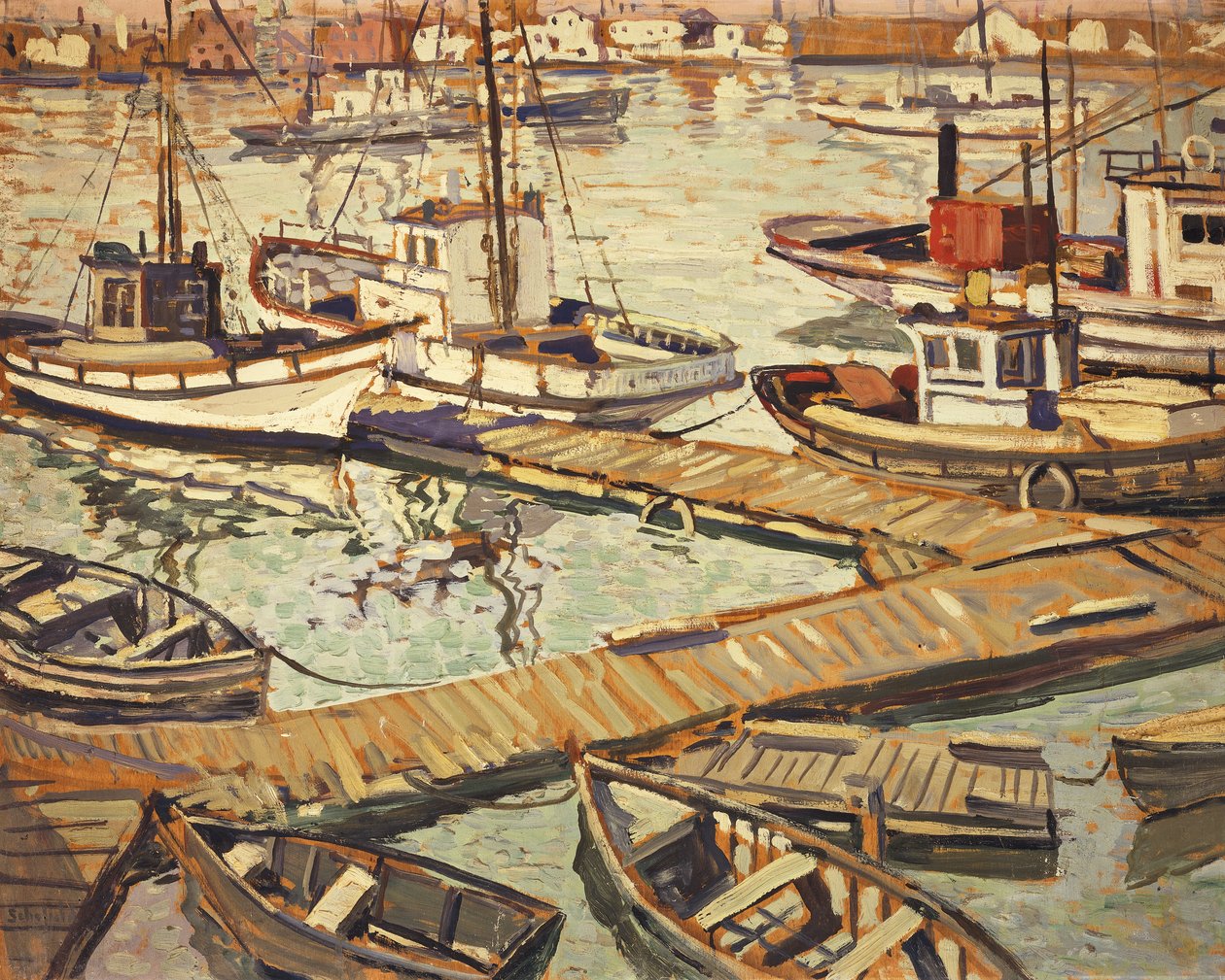 Basen łodzi w Santa Barbara autorstwa Walter Elmer Schofield