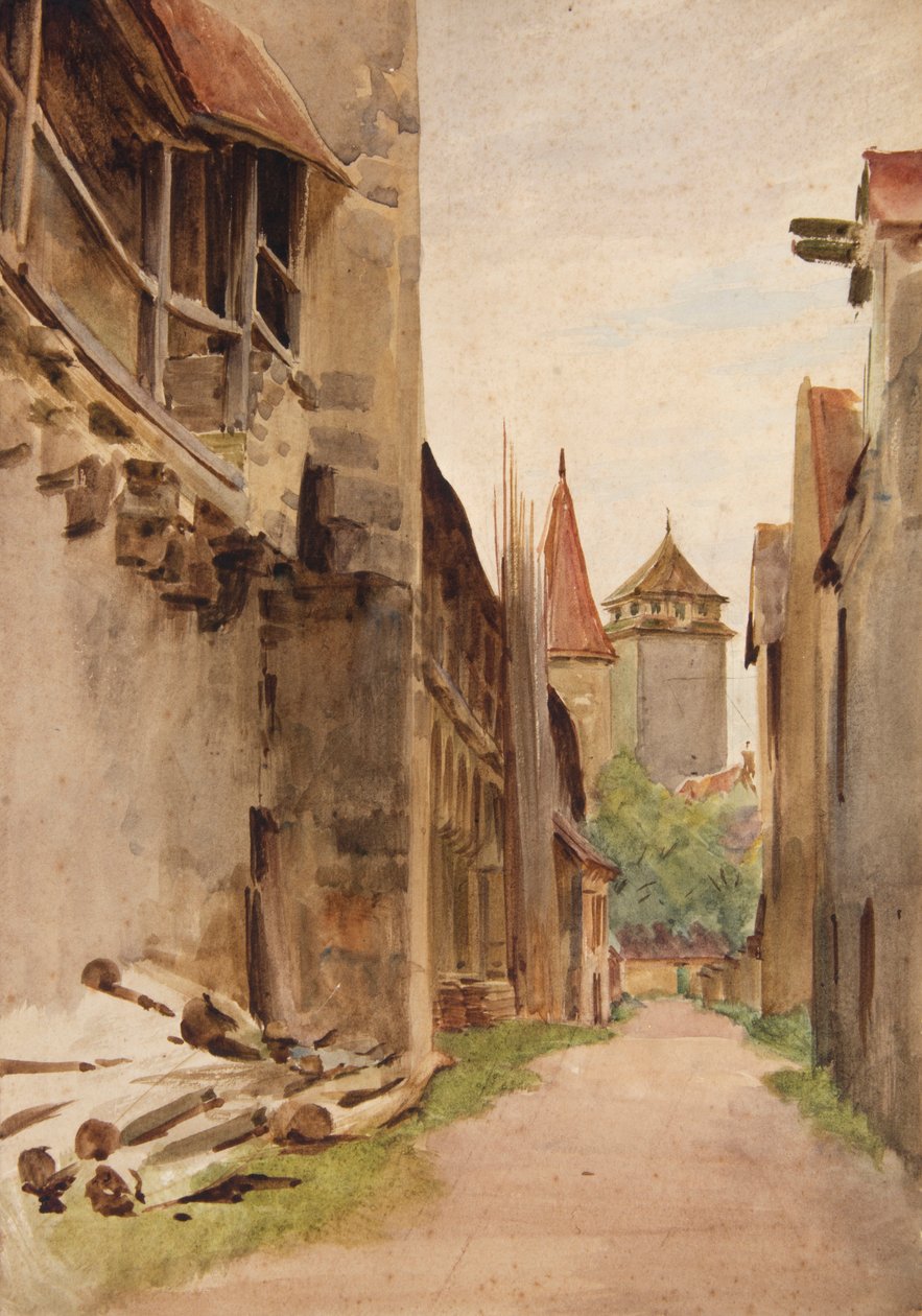 Tylna ulica, Rothenburg (akwarela) autorstwa Walter Frederick Roofe Tyndale