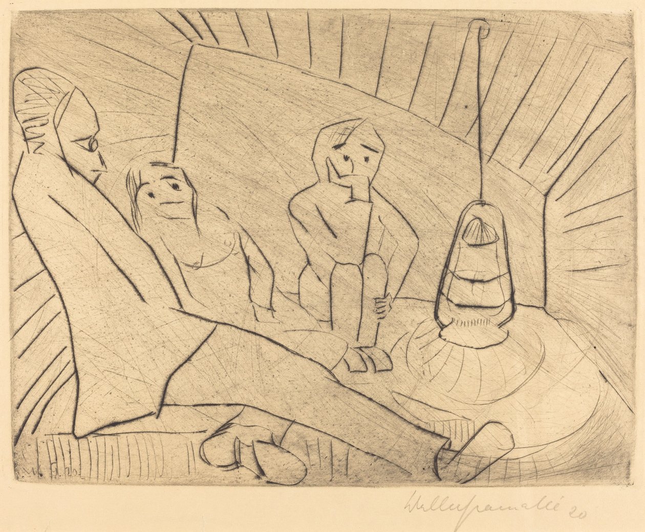 Trzy osoby w atelier, 1920. autorstwa Walter Gramatte