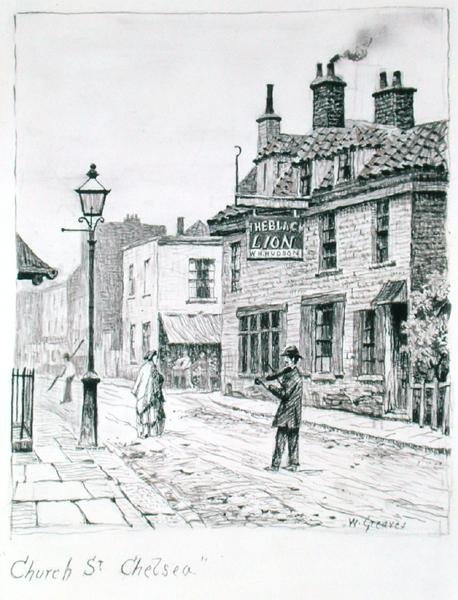Church Street, Chelsea (tusz na papierze) autorstwa Walter Greaves