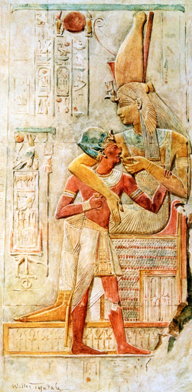 Hieroglify egipskie, Abydos, Egipt, 1910 autorstwa Walter Tyndale