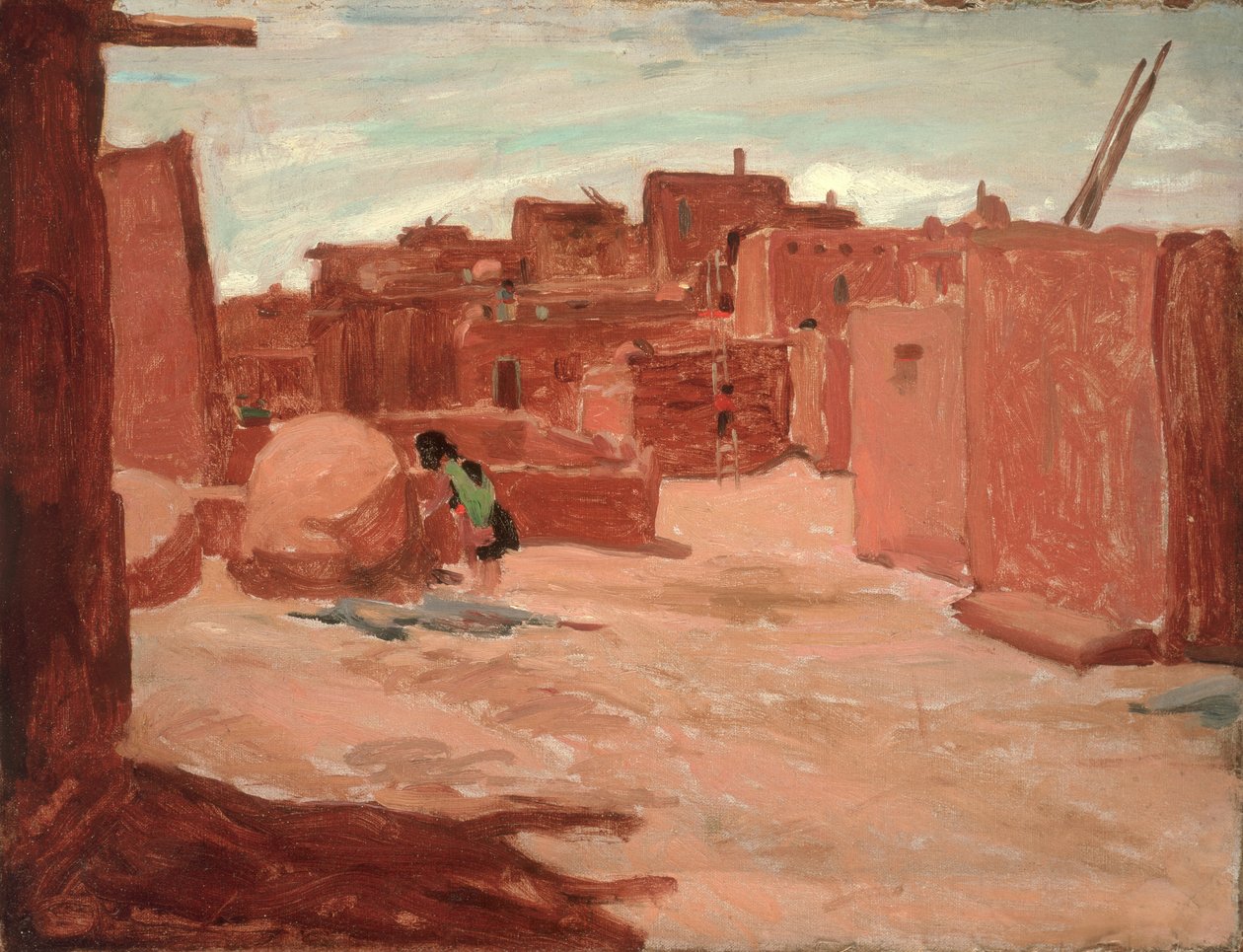 Adobe Village (olej na płótnie) autorstwa Walter Ufer