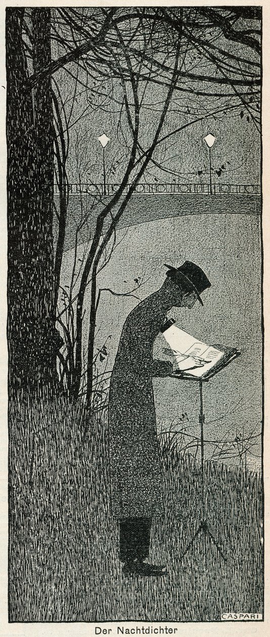 „Nocny poeta” „Noc-bliżej”, 1898 autorstwa Walther Caspari
