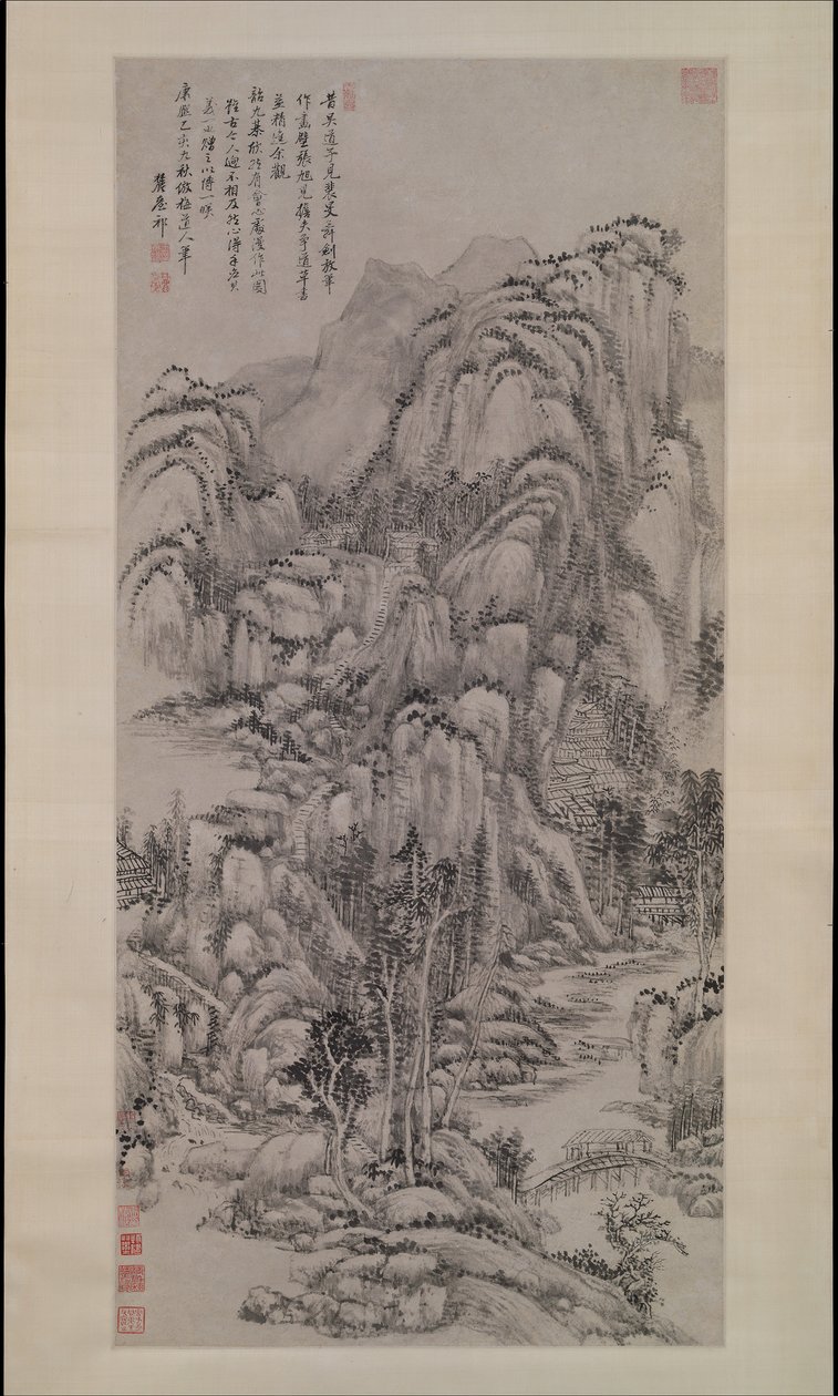 Krajobraz wg Wu Zhen, datowany na 1695 rok. autorstwa Wang Yuanqi