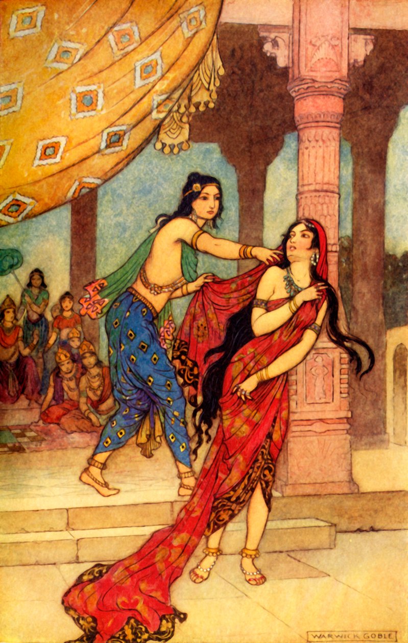 „Próba królowej Draupadi”, 1913. autorstwa Warwick Goble