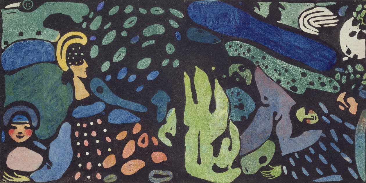 Śniące dzieci (linoryt) autorstwa Wassily Kandinsky