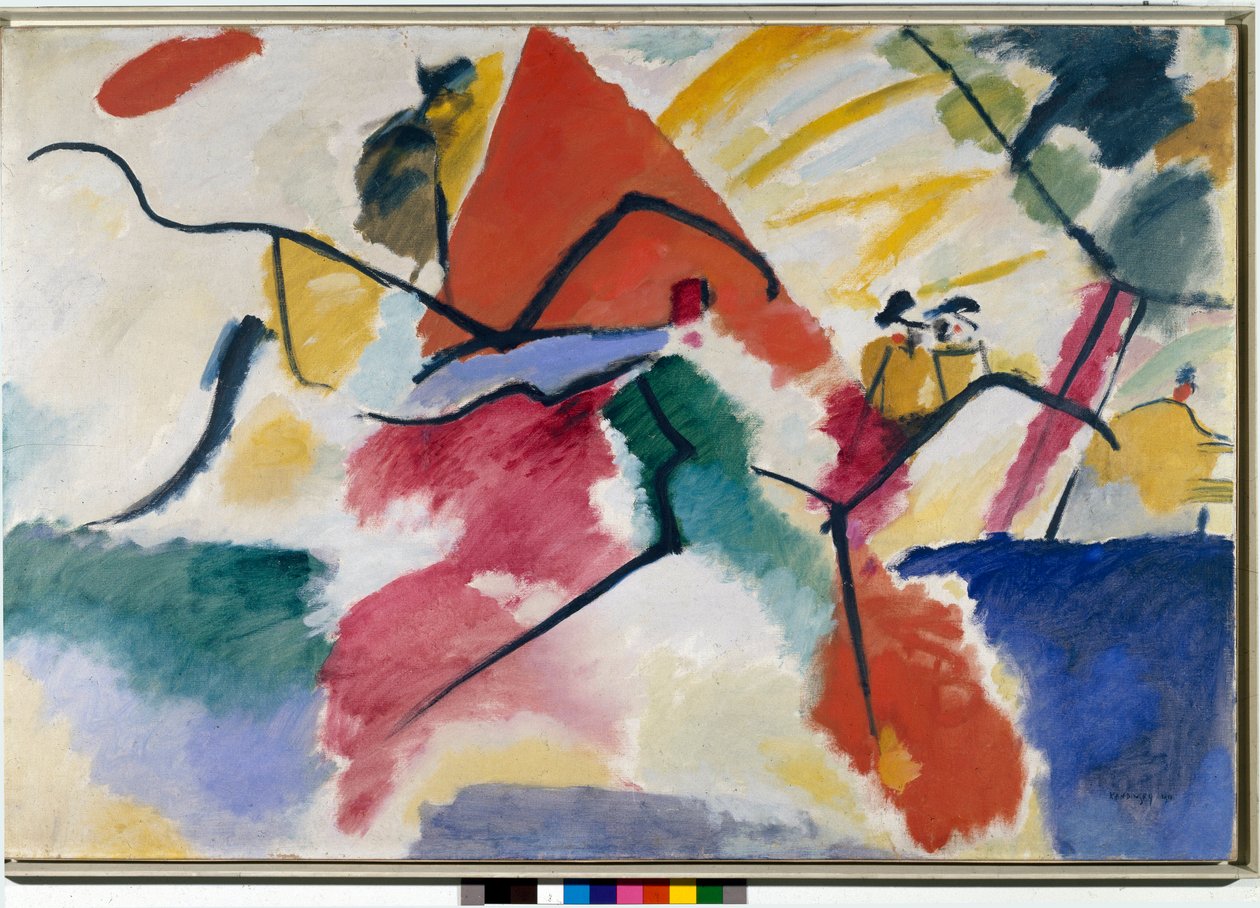 Ekspresjonizm: „” Wrażenie nr. 5”” (Impresja nr 5) Akwarela Wasilija Kandinskiego (lub Wassily Kandinski lub Kandinskij, 1866-1944). 1911 Wym. 105x157,5 cm Paryż, musee National dart moderne, centrum autorstwa Wassily Kandinsky