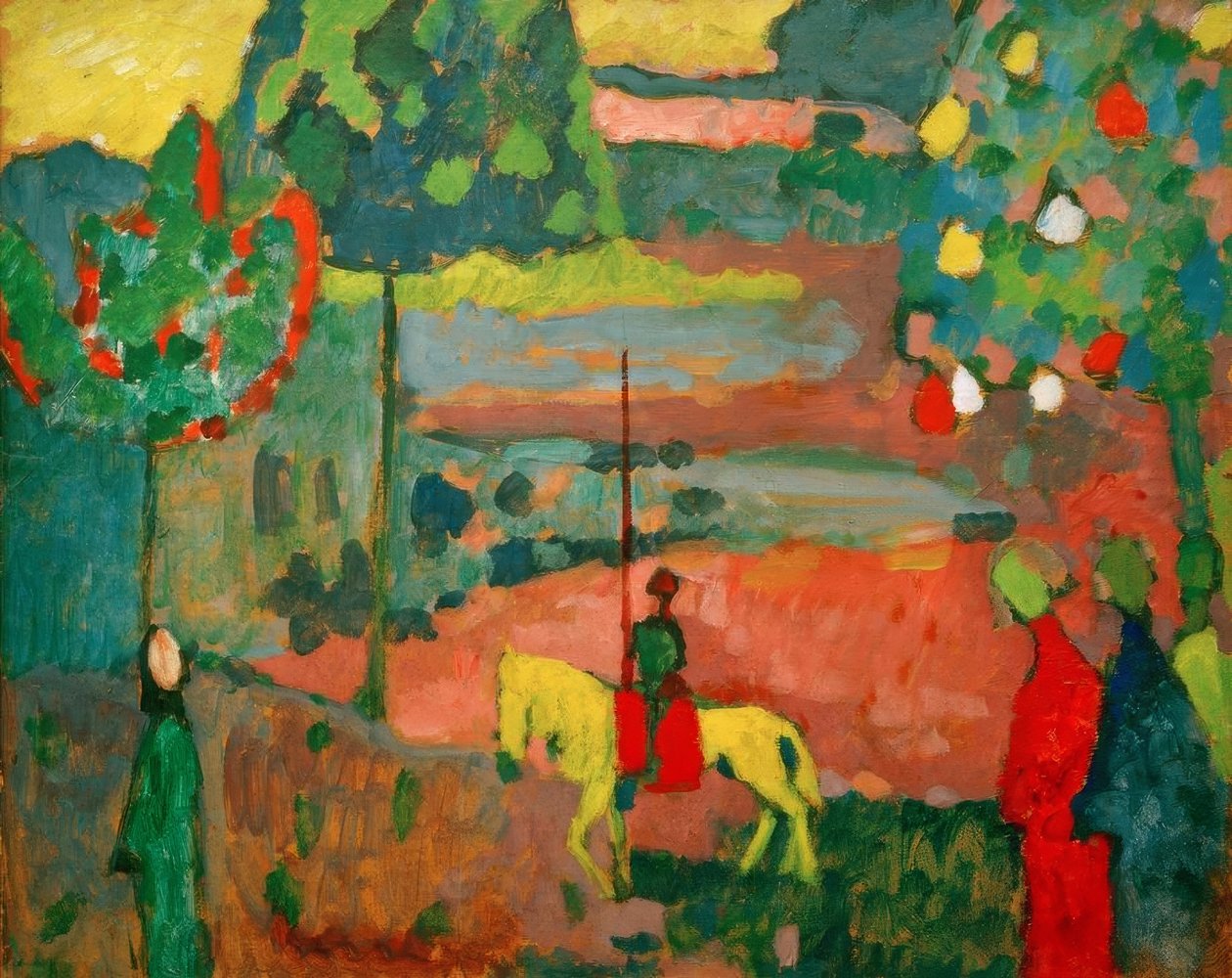 Ułani w krajobrazie autorstwa Wassily Kandinsky