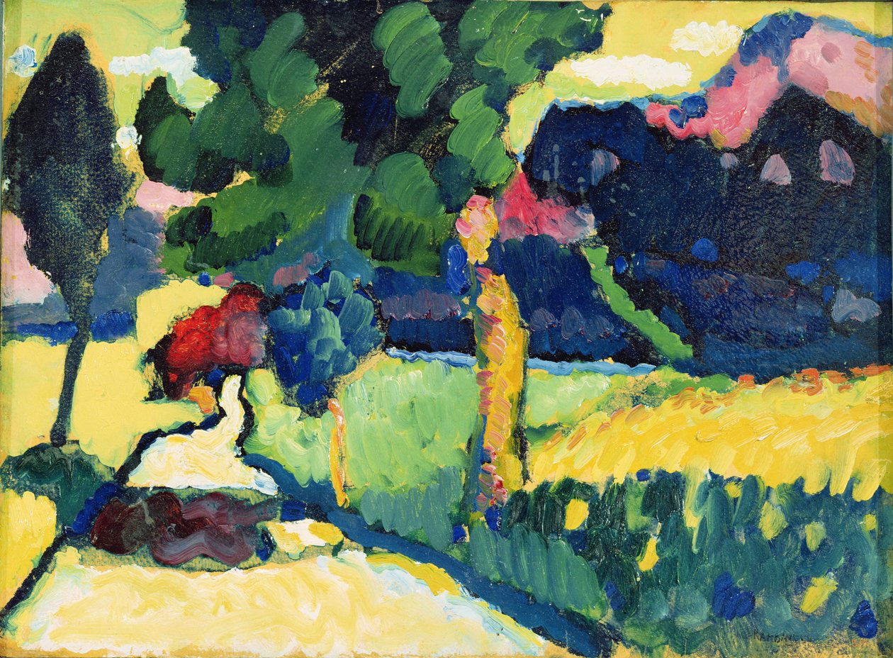 Pejzaż letni, 1909 (olej na tekturze) autorstwa Wassily Kandinsky