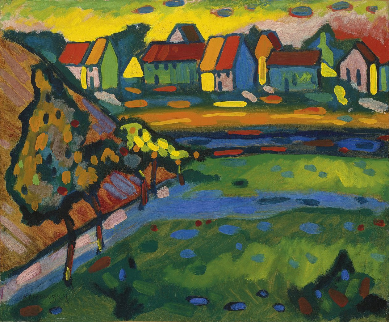 Wieś bawarska z polem, ok. 1900 r. 1908 autorstwa Wassily Kandinsky