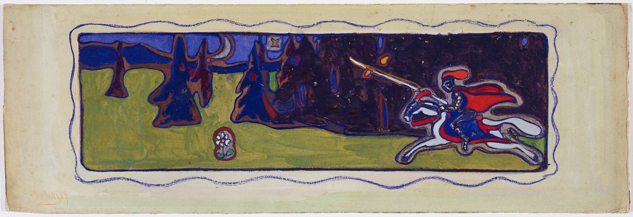 Zmierzch, verso: szkic pary autorstwa Wassily Kandinsky