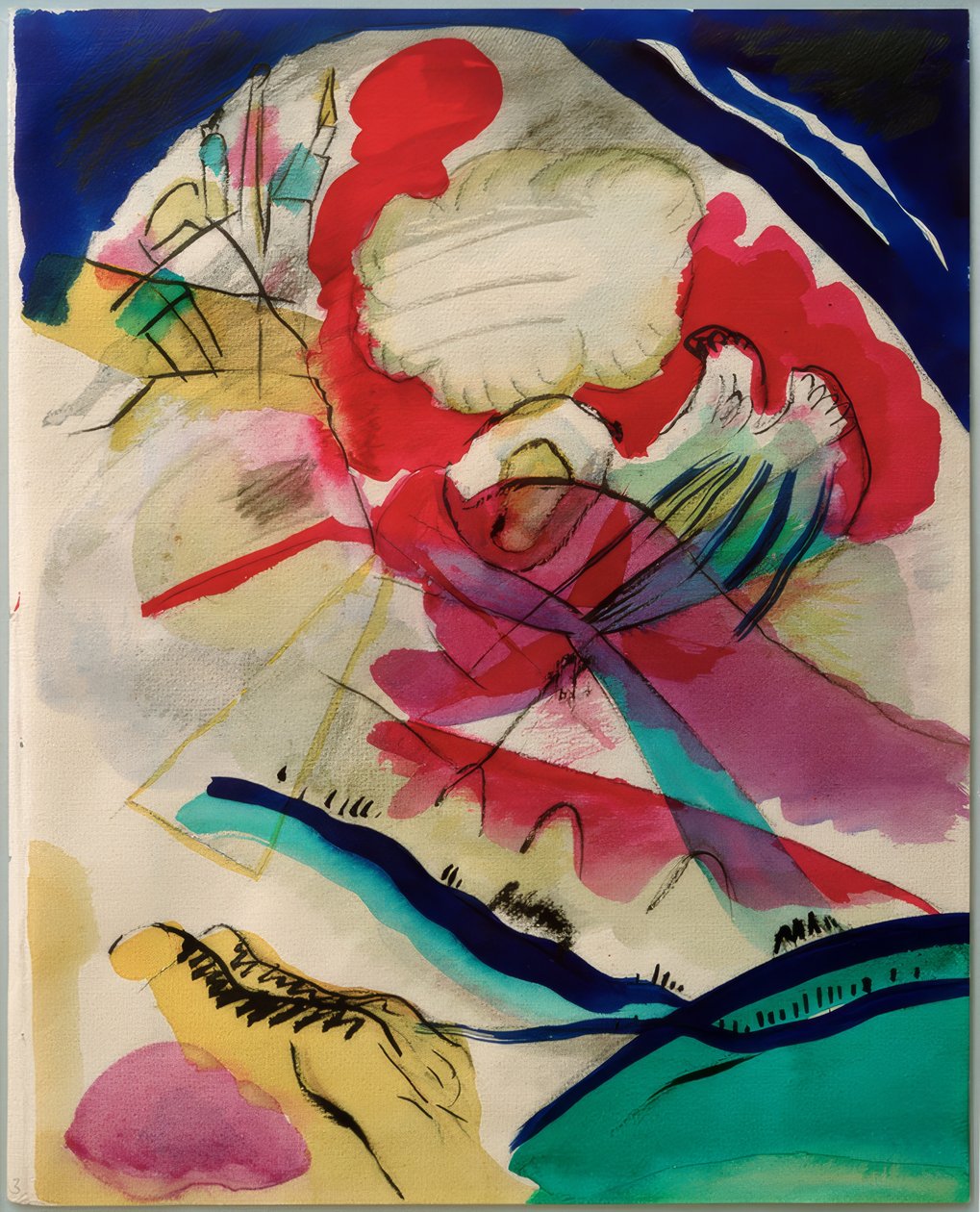 Szkicuj do obrazu z białymi liniami autorstwa Wassily Kandinsky