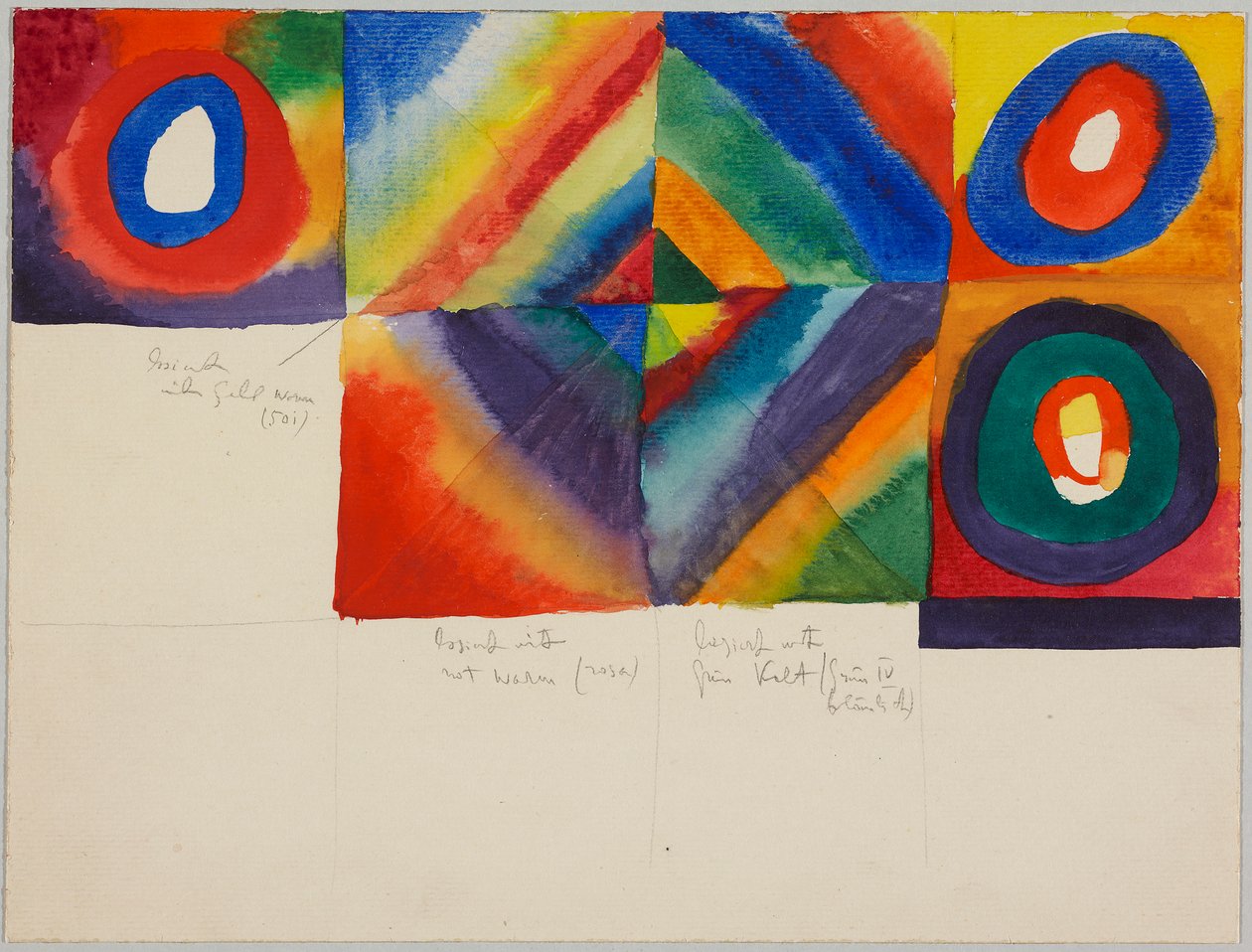 Studia kolorystyczne z informacją o technice malarskiej autorstwa Wassily Kandinsky