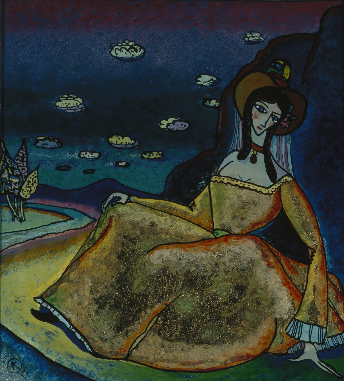 Dama w złotej sukience, 1917 autorstwa Wassily Kandinsky