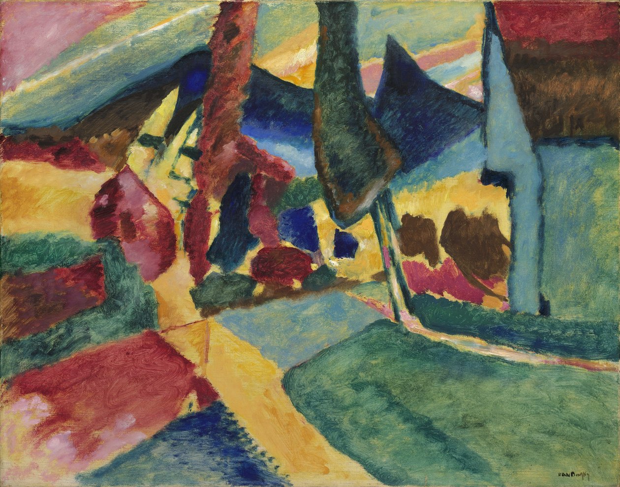 Pejzaż z dwiema topolami, 1912 autorstwa Wassily Kandinsky
