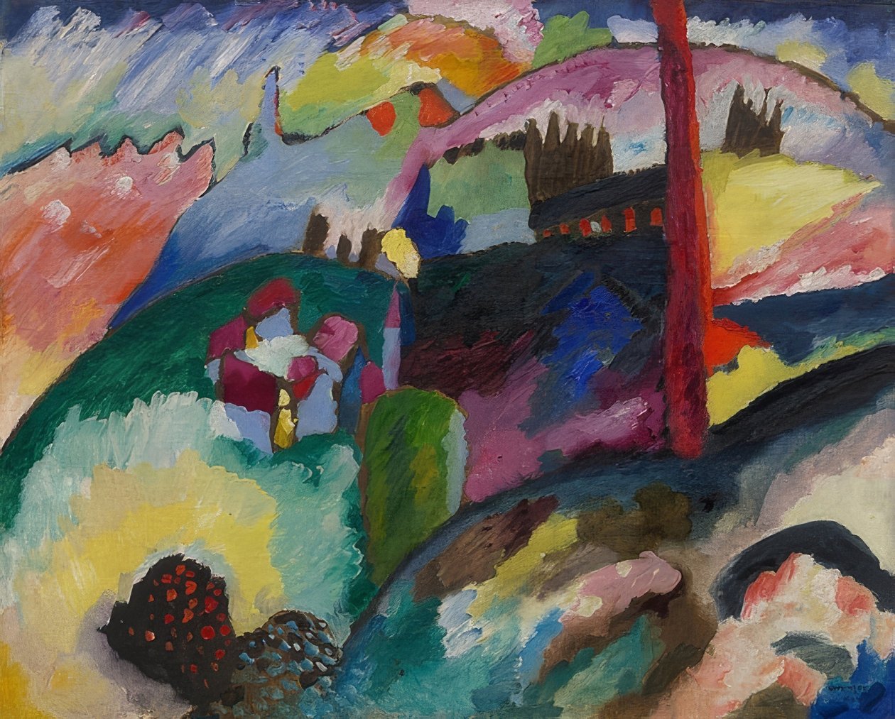 Krajobraz z kominem fabrycznym. 1910 autorstwa Wassily Kandinsky
