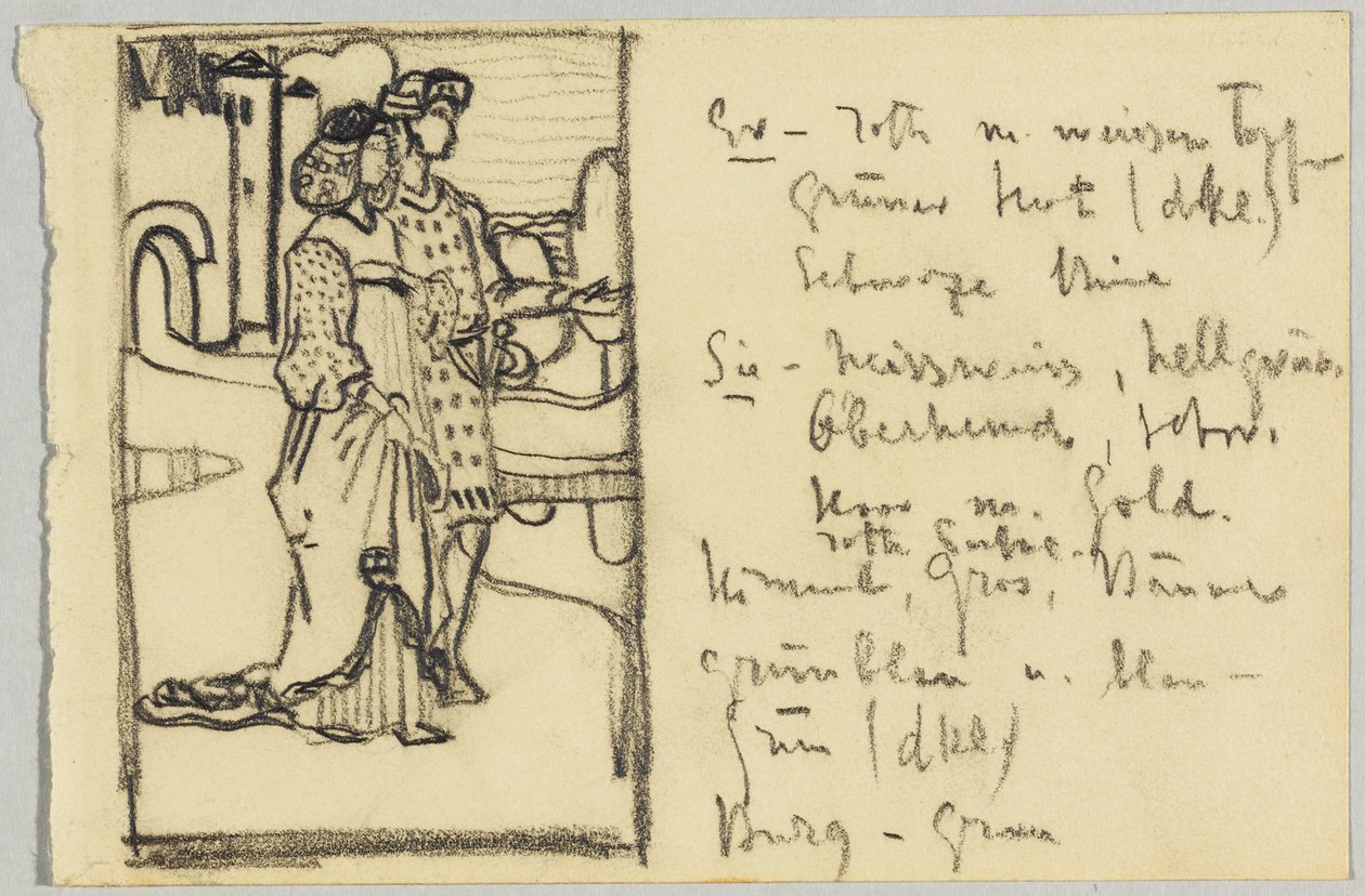 Para w średniowiecznych strojach przed zamkiem autorstwa Wassily Kandinsky