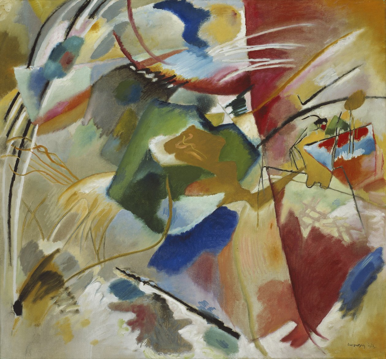 Malarstwo z Zielonym Centrum, 1913 autorstwa Wassily Kandinsky