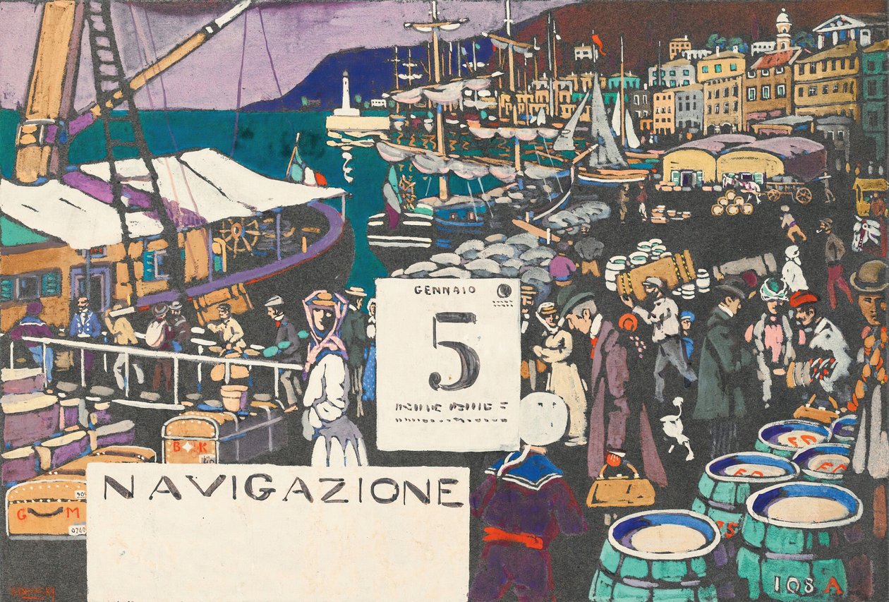 Studium do plakatu statku, 1906. autorstwa Wassily Kandinsky