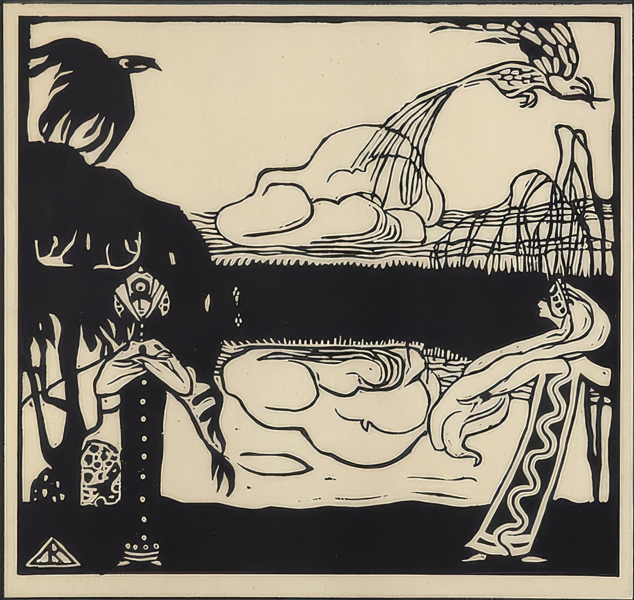 Dwa ptaki. 1907 autorstwa Wassily Kandinsky