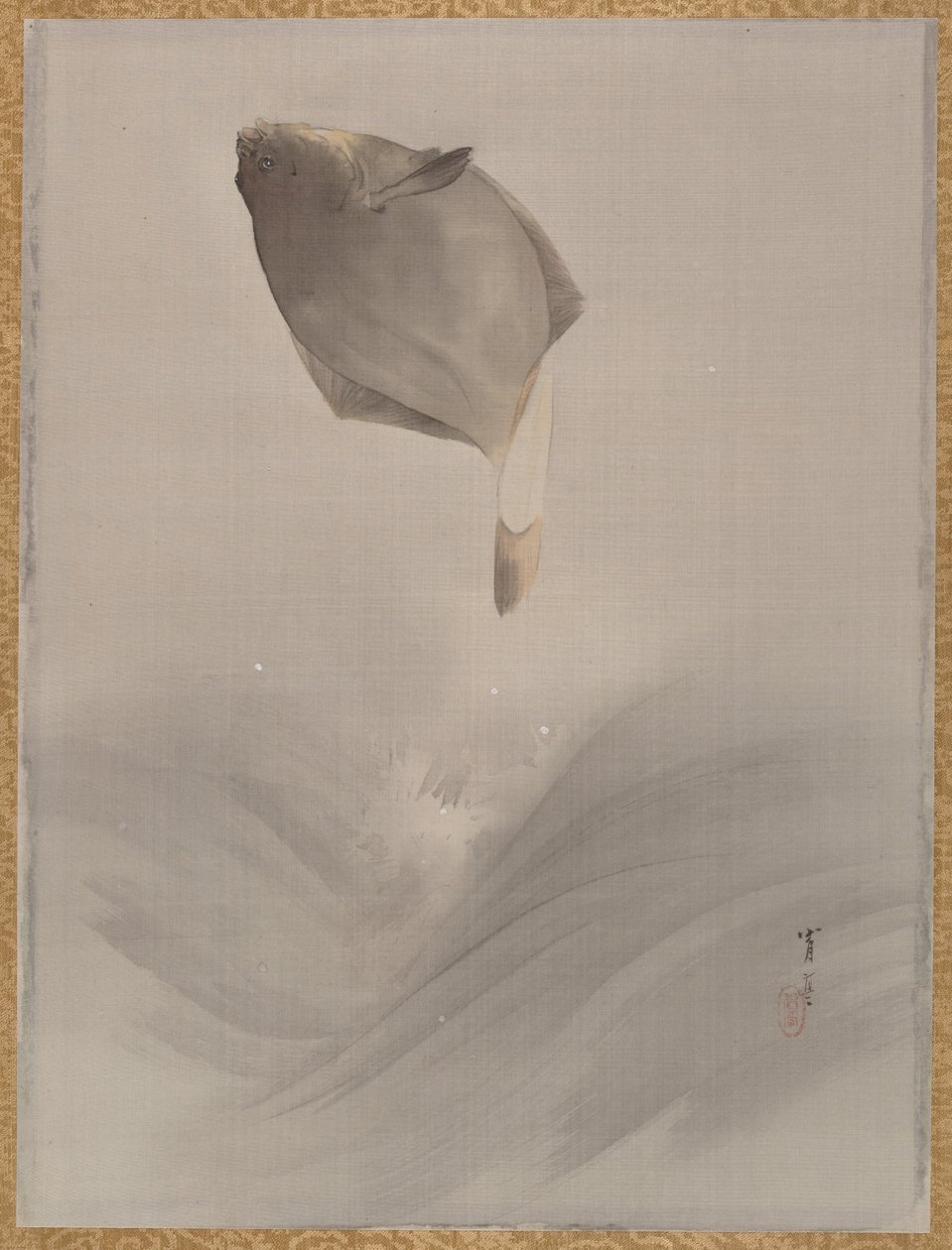 Skacząca ryba, ca. 1887. autorstwa Watanabe Seitei
