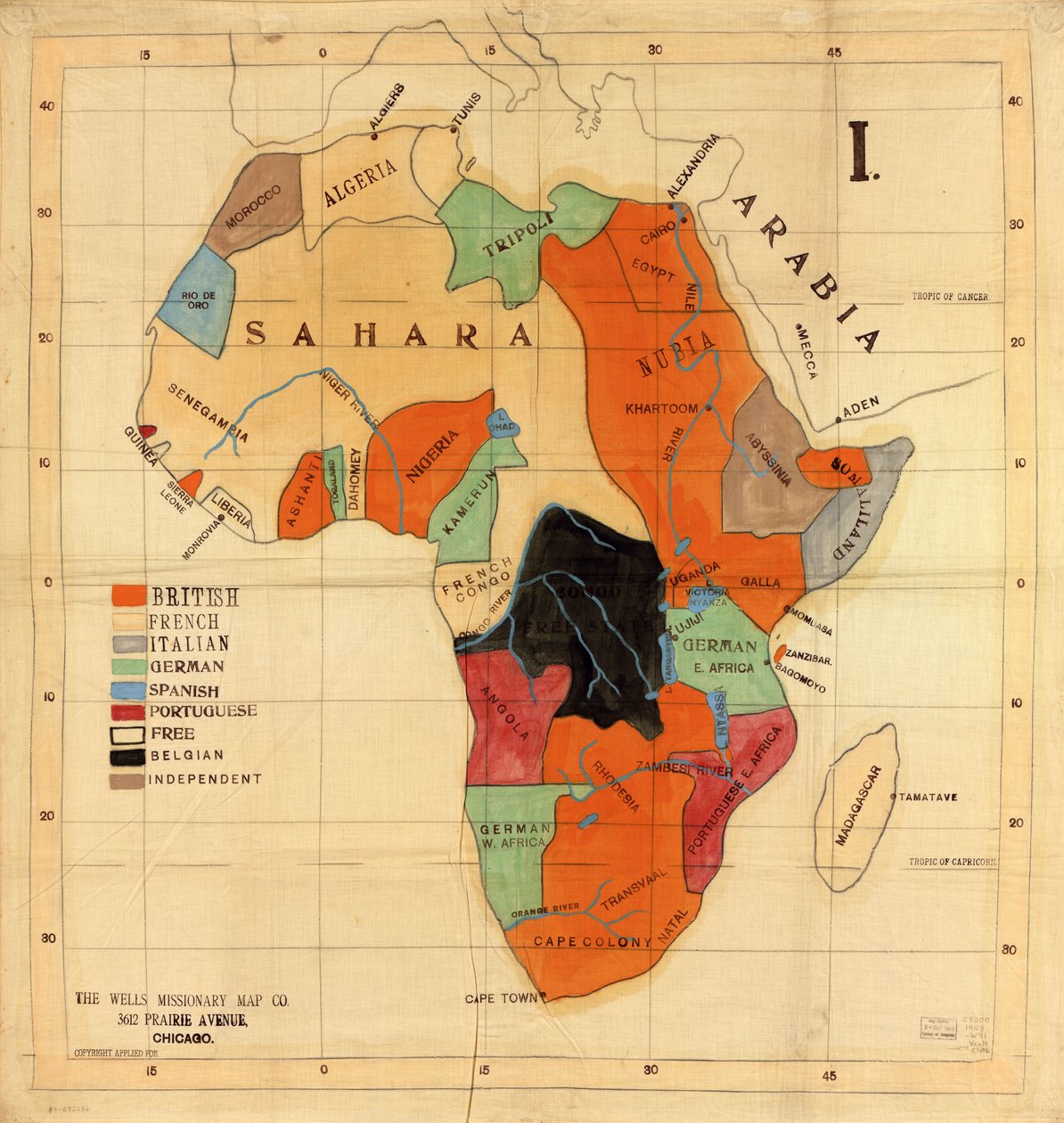 Afryka]. autorstwa Wells Missionary Map Co.