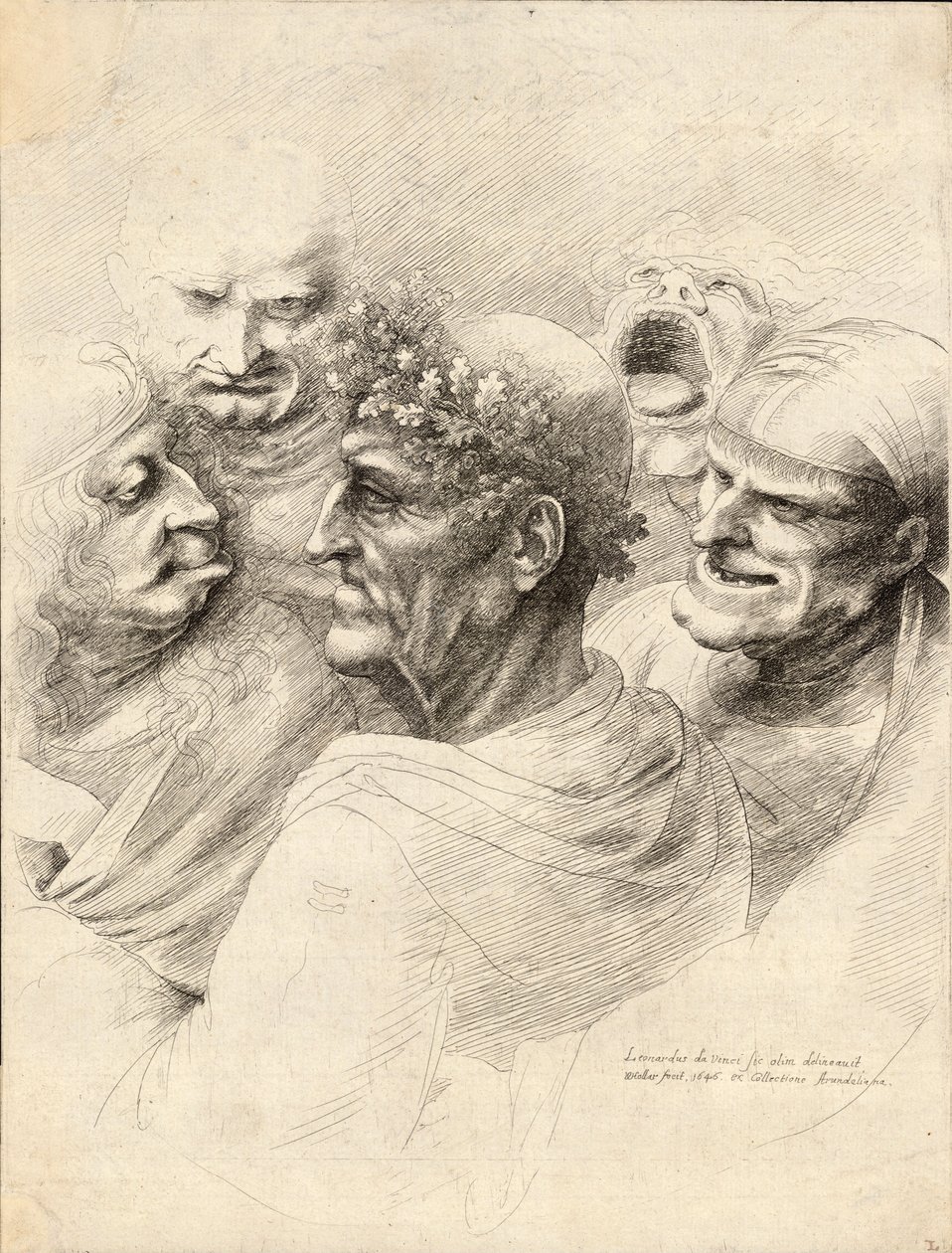 Pięciu mężczyzn autorstwa Wenceslaus Hollar