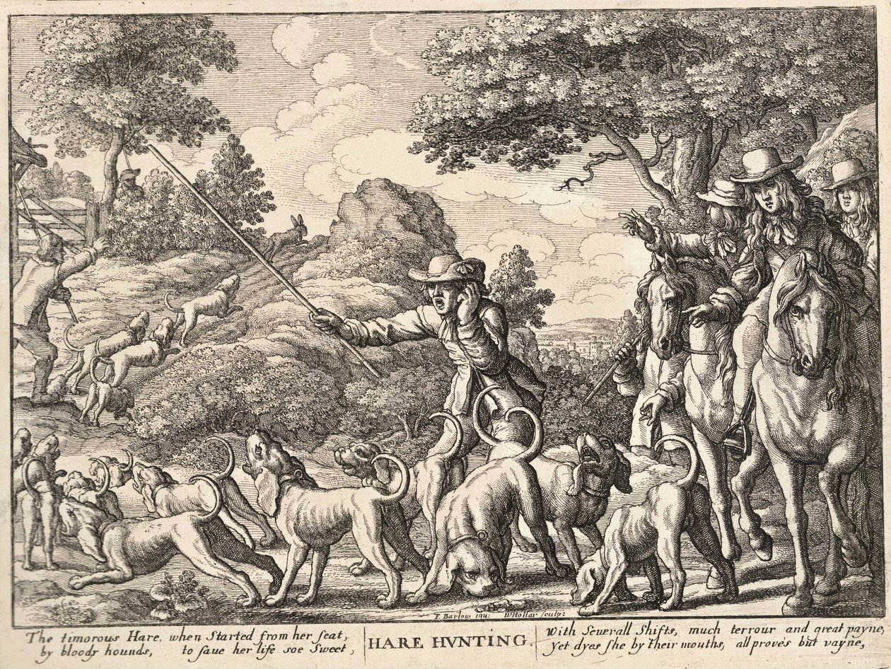 Polowanie na zające autorstwa Wenceslaus Hollar