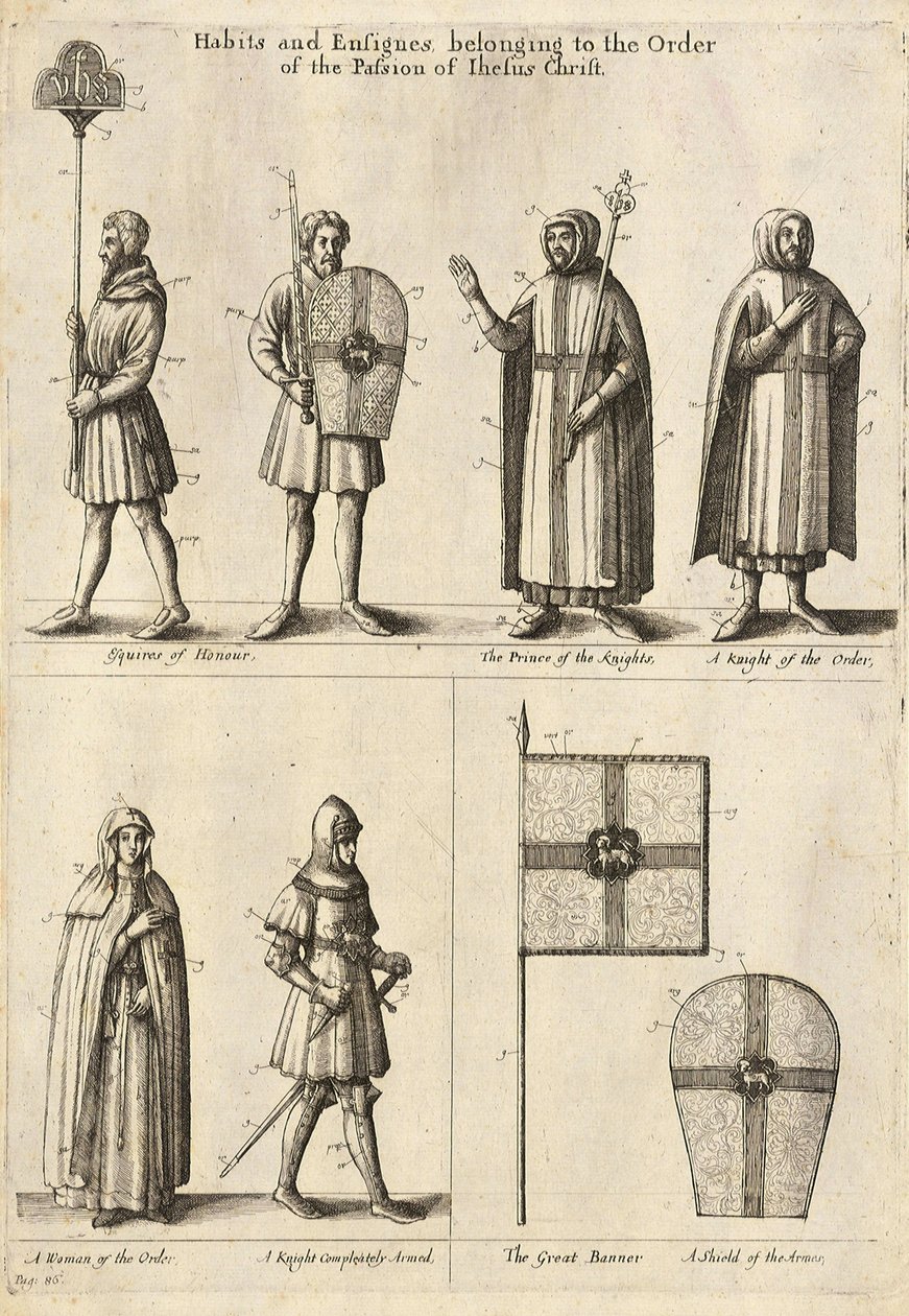 Członkowie Zakonu Chrystusowego autorstwa Wenceslaus Hollar