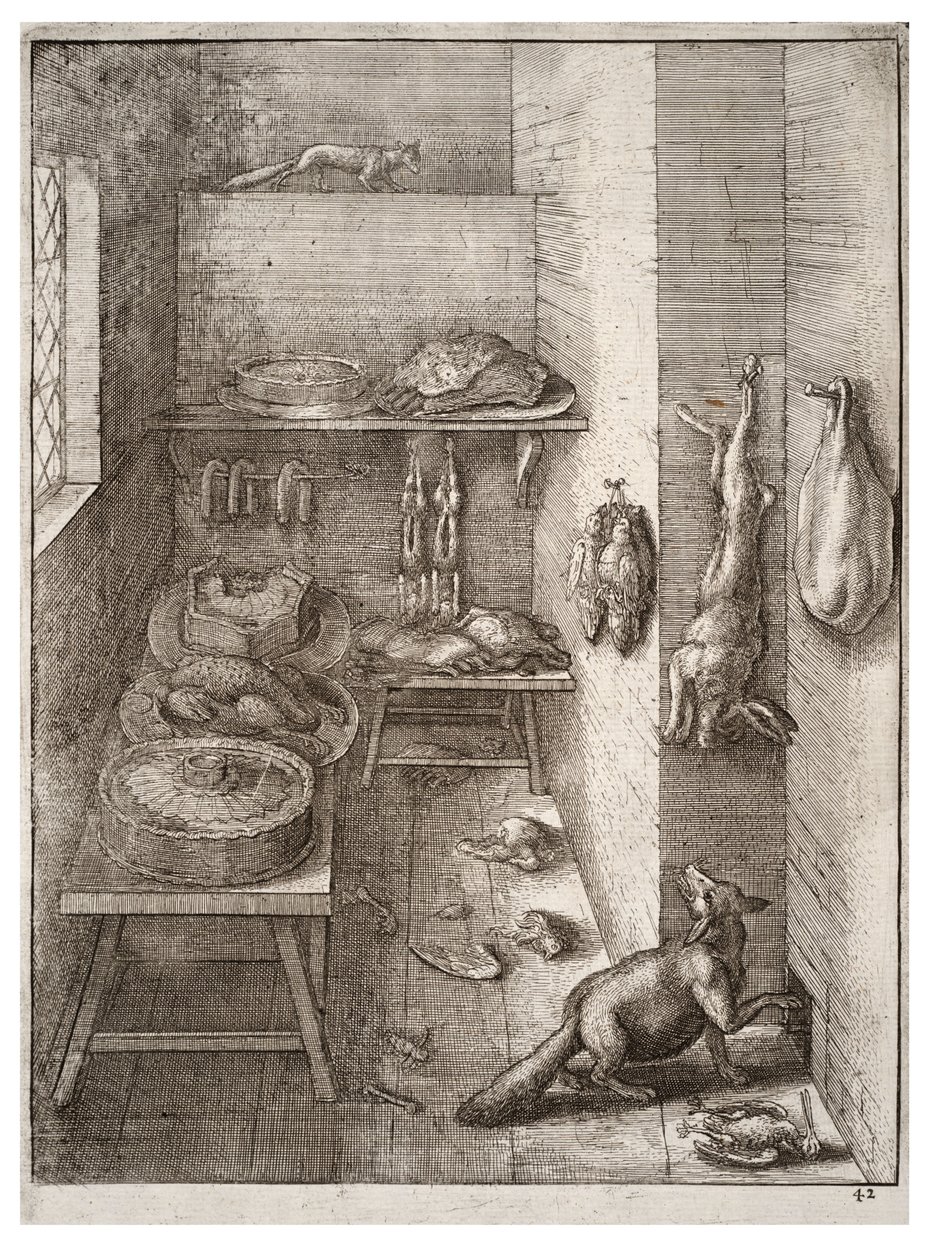 Lis i łasica. Stan 2 autorstwa Wenceslaus Hollar