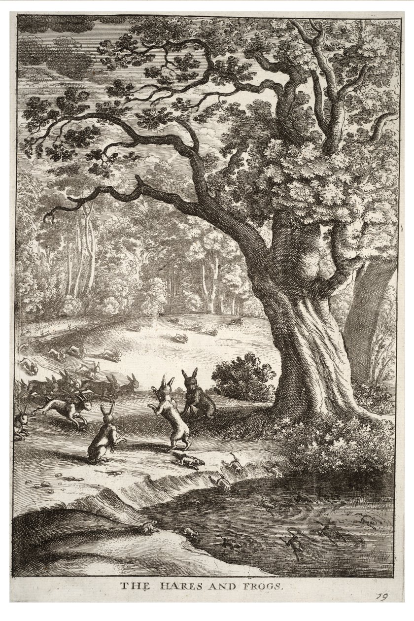 Zające i żaby autorstwa Wenceslaus Hollar