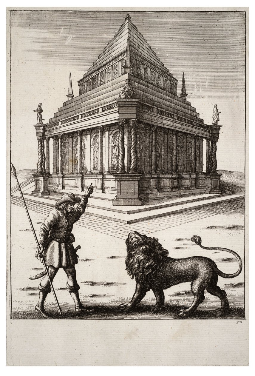 Lew i leśniczy autorstwa Wenceslaus Hollar