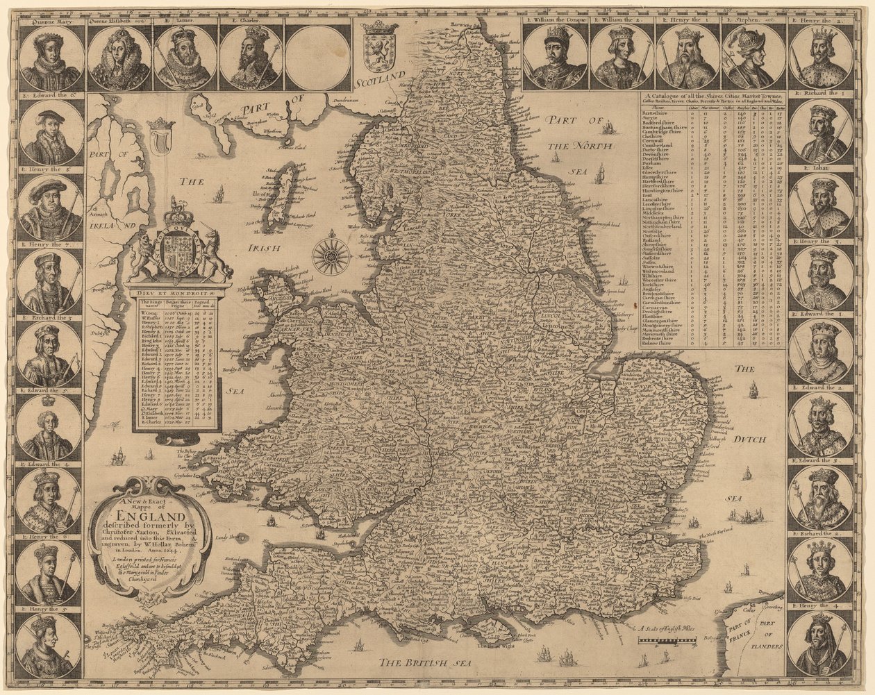 Nowa i dokładna mapa Anglii autorstwa Wenceslaus Hollar