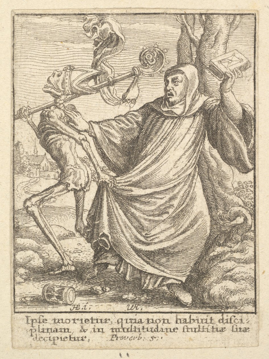 Opat z Tańca Śmierci, 1651. autorstwa Wenceslaus Hollar