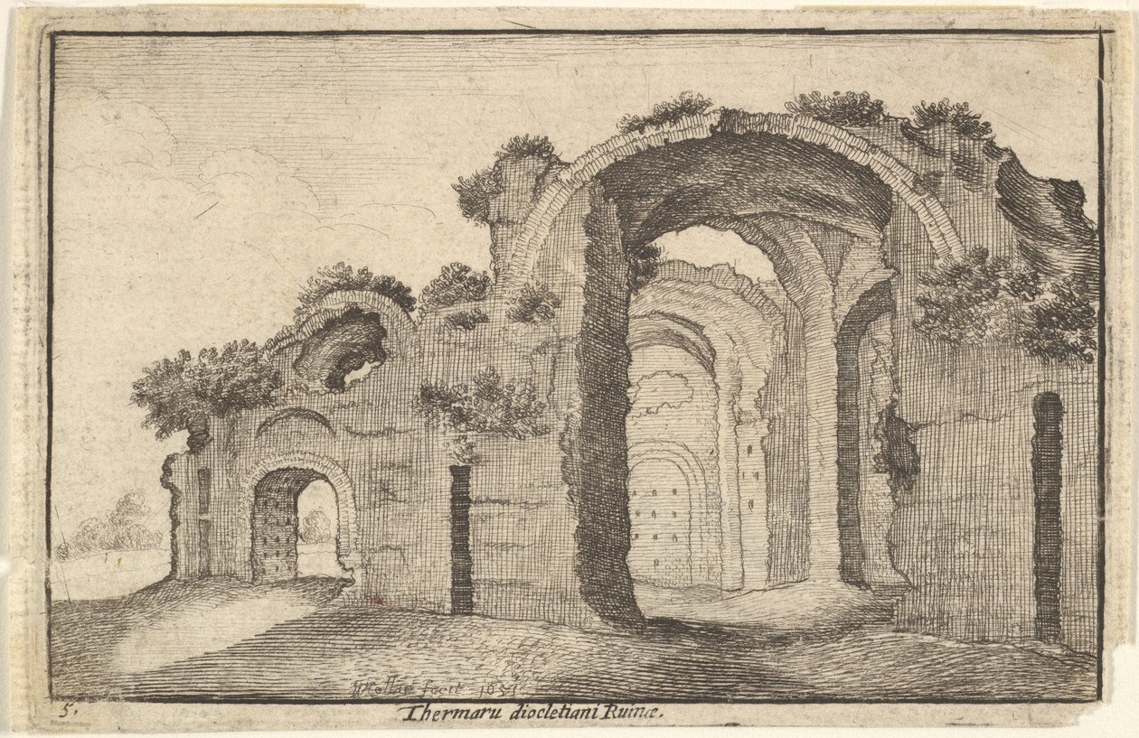 Termy Dioklecjana, Rzym, XVII wiek. autorstwa Wenceslaus Hollar