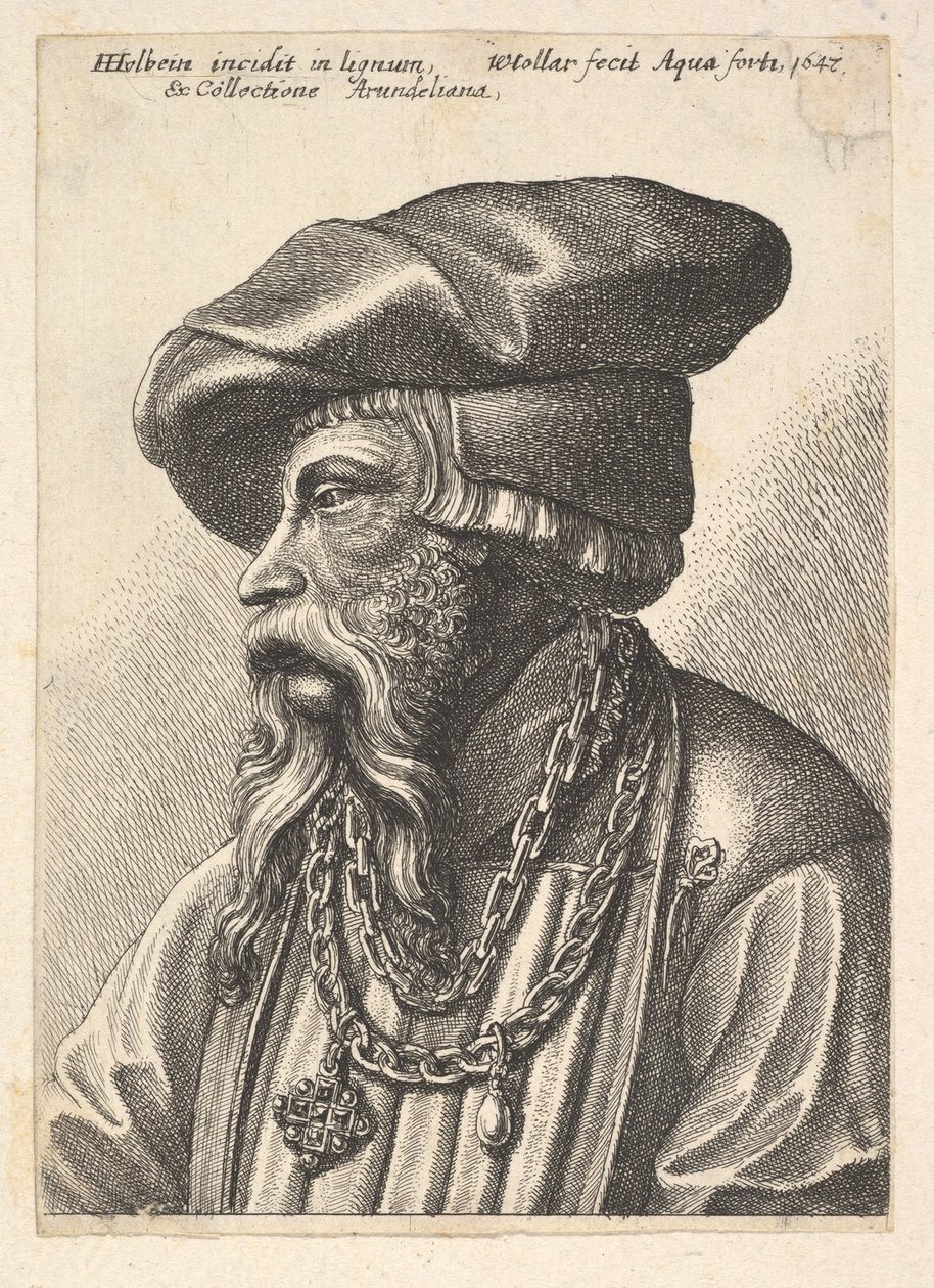 Brodaty mężczyzna z łańcuszkiem, 1647. autorstwa Wenceslaus Hollar