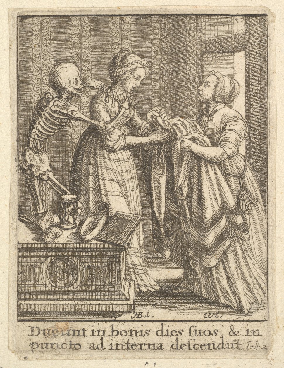 Oblubienica z Tańca Śmierci, 1651. autorstwa Wenceslaus Hollar