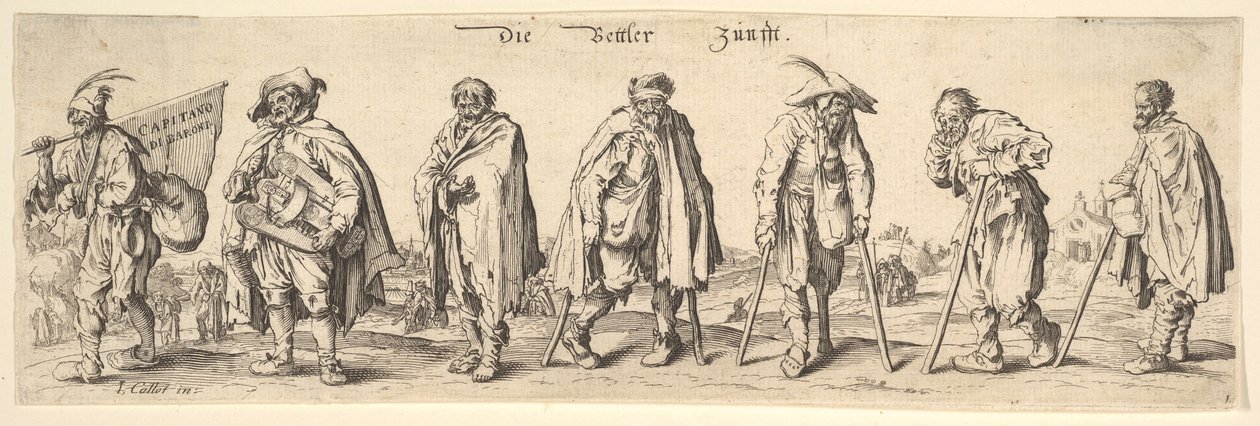 Gildia żebraków Siedmiu żebraków, 1630. autorstwa Wenceslaus Hollar