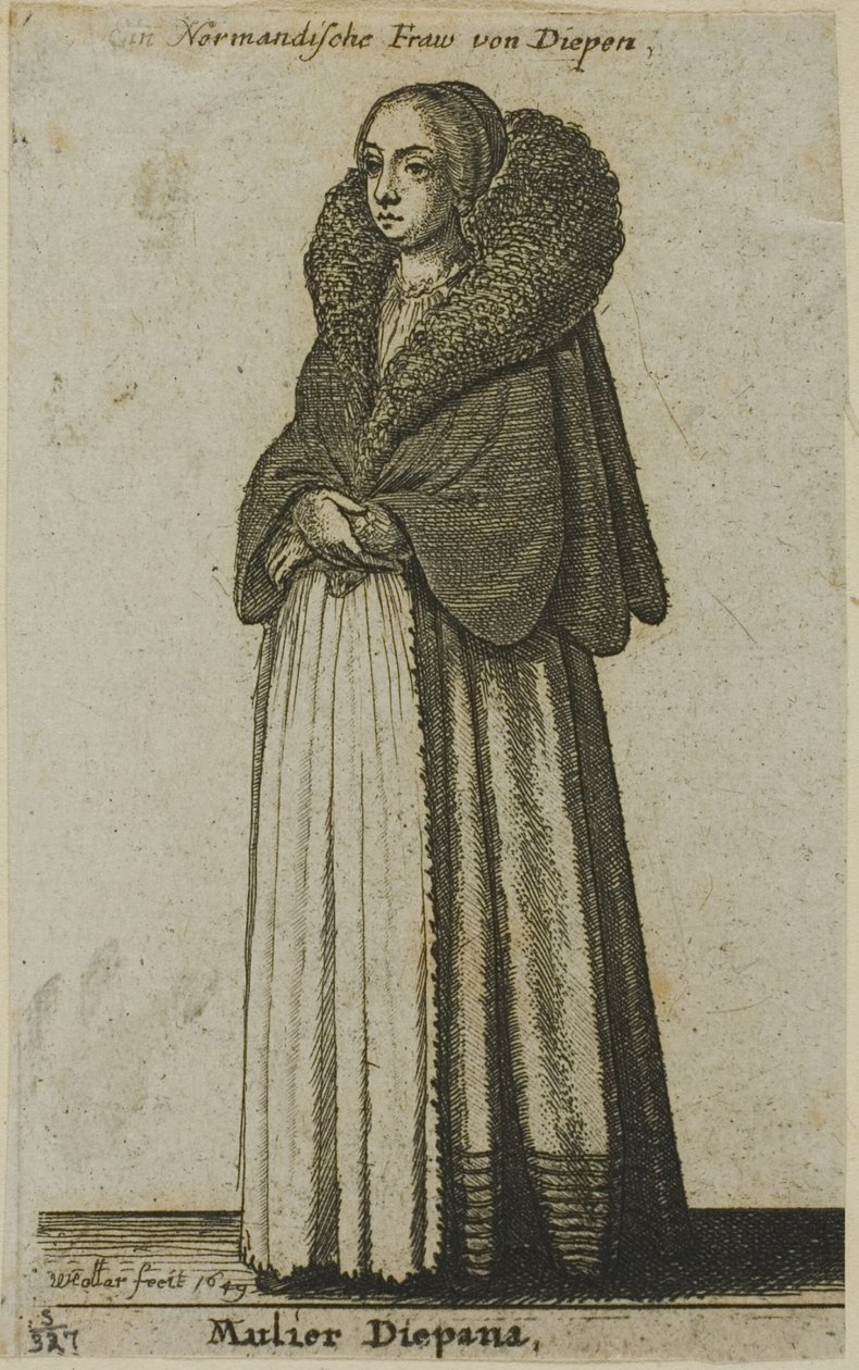 Kobieta z Dieppe autorstwa Wenceslaus Hollar
