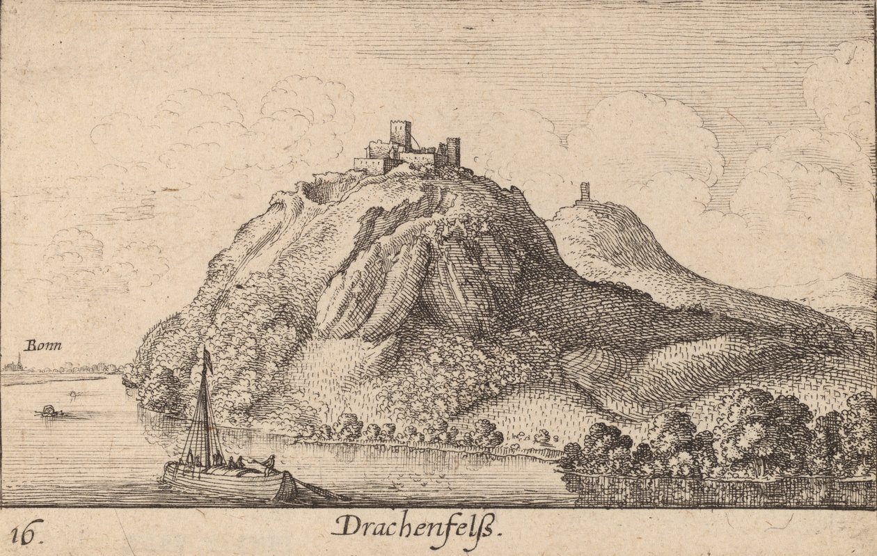 Drachenfels, 1635. autorstwa Wenceslaus Hollar