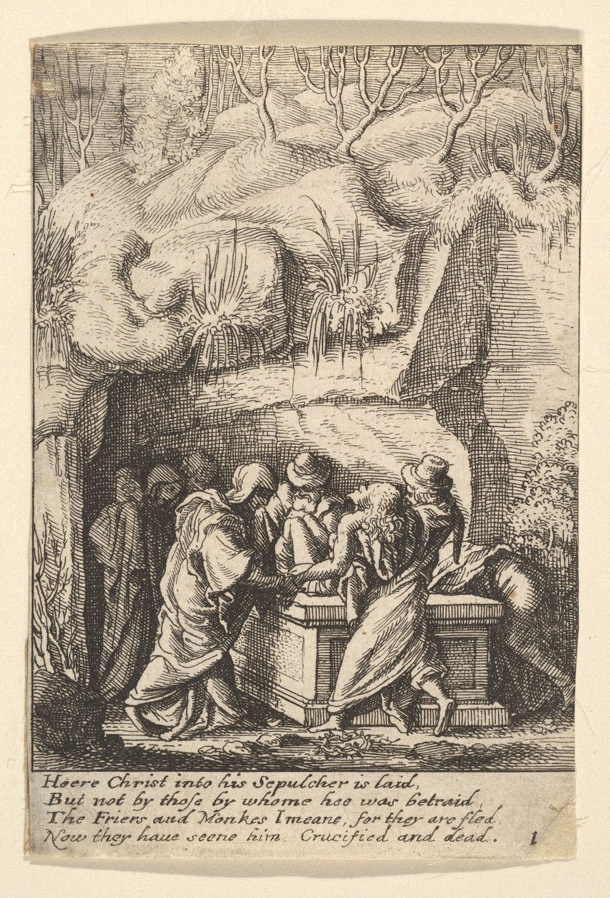 Złożenie do grobu, 1625-77. autorstwa Wenceslaus Hollar