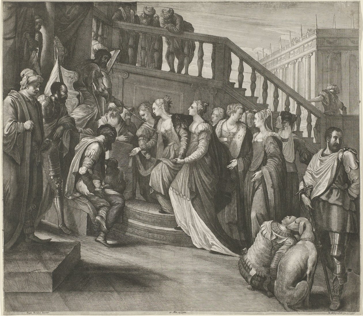 Estera przed Aswerusem autorstwa Wenceslaus Hollar