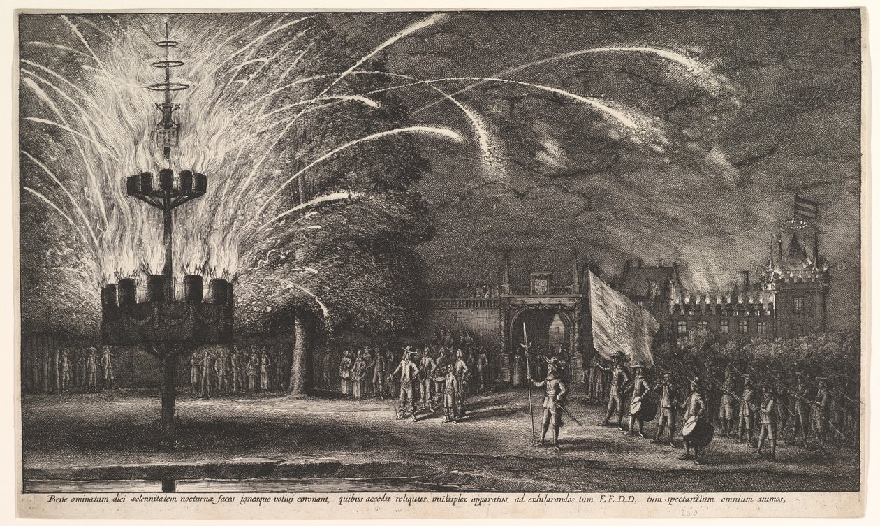 Fajerwerki w Hemissem, 1625-77. autorstwa Wenceslaus Hollar