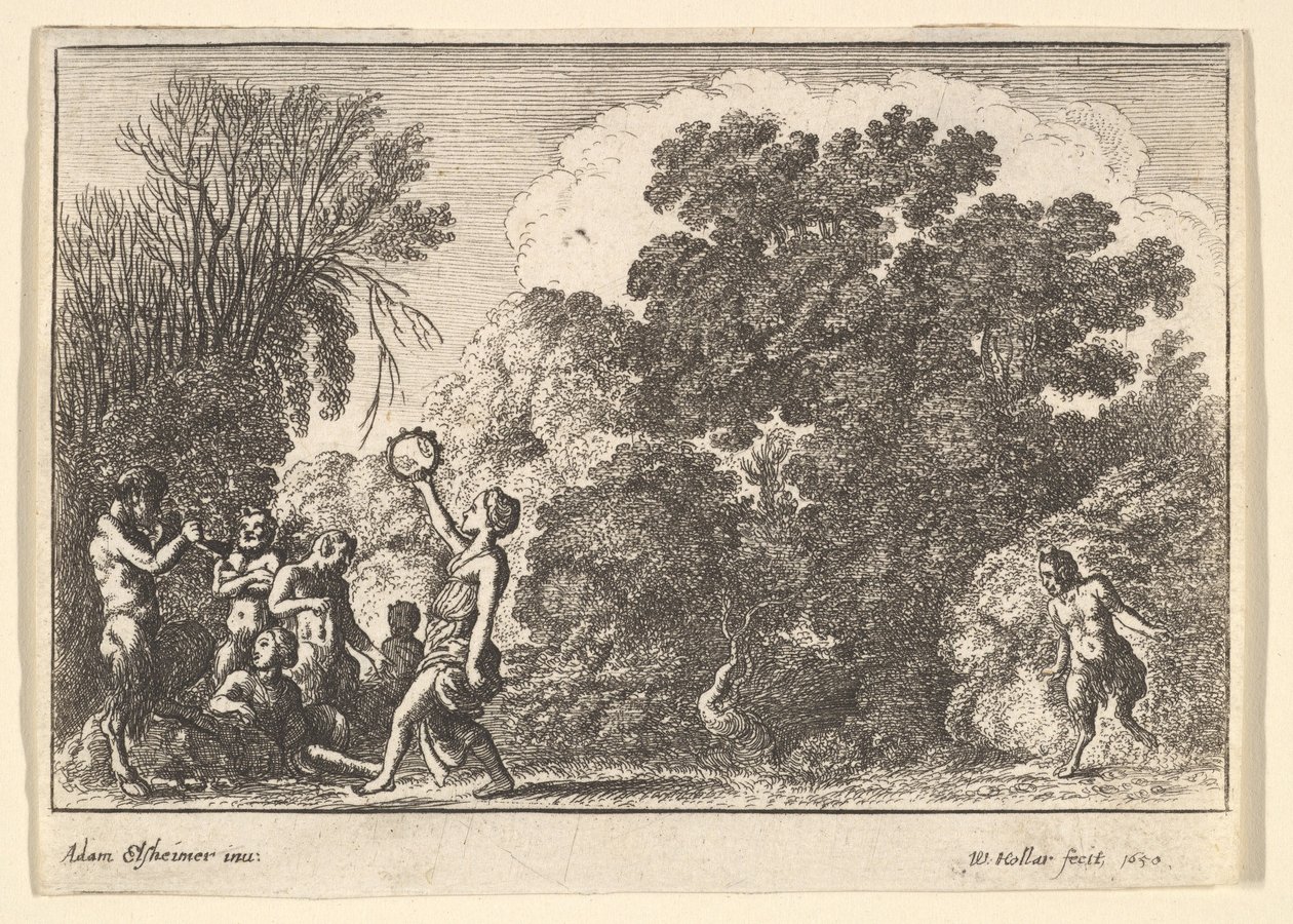 Pięć satyrów i dwie nimfy, 1650. autorstwa Wenceslaus Hollar