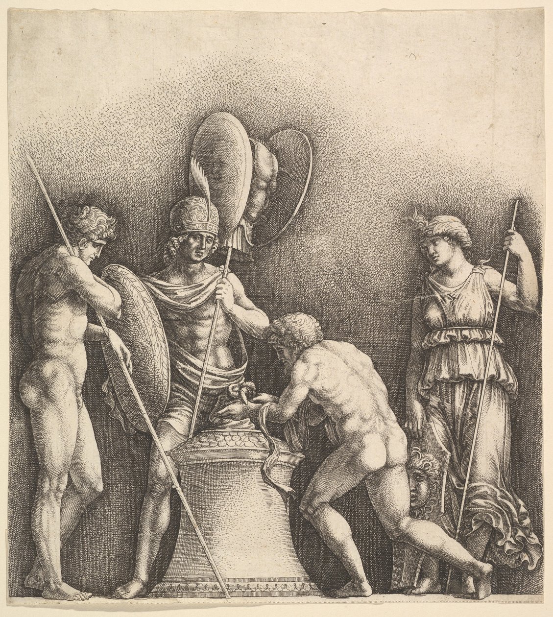 Cztery klasyczne postacie ofiary pogańskiej, 1638. autorstwa Wenceslaus Hollar