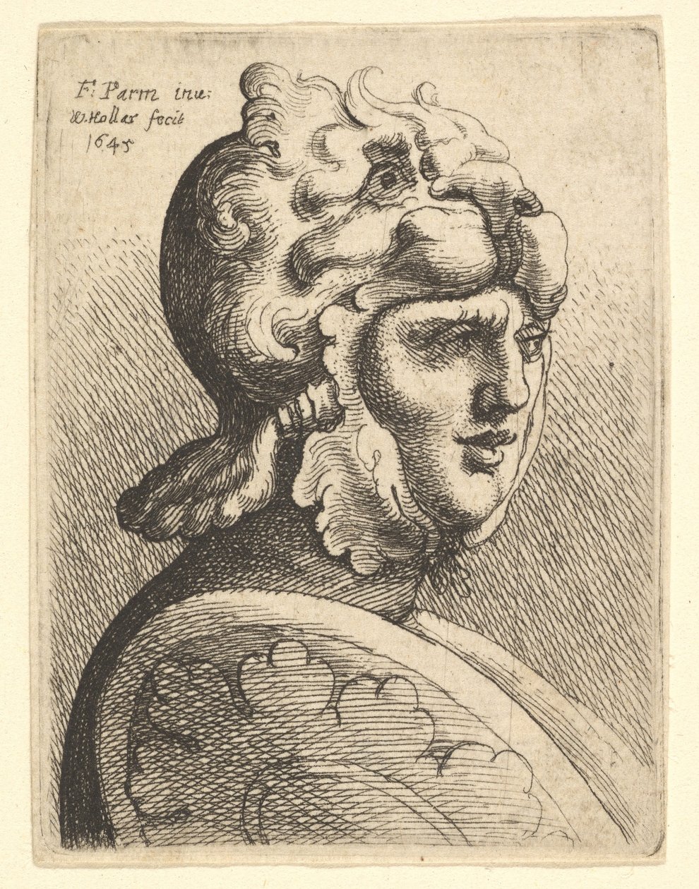 Głowa w hełmie, 1645. autorstwa Wenceslaus Hollar